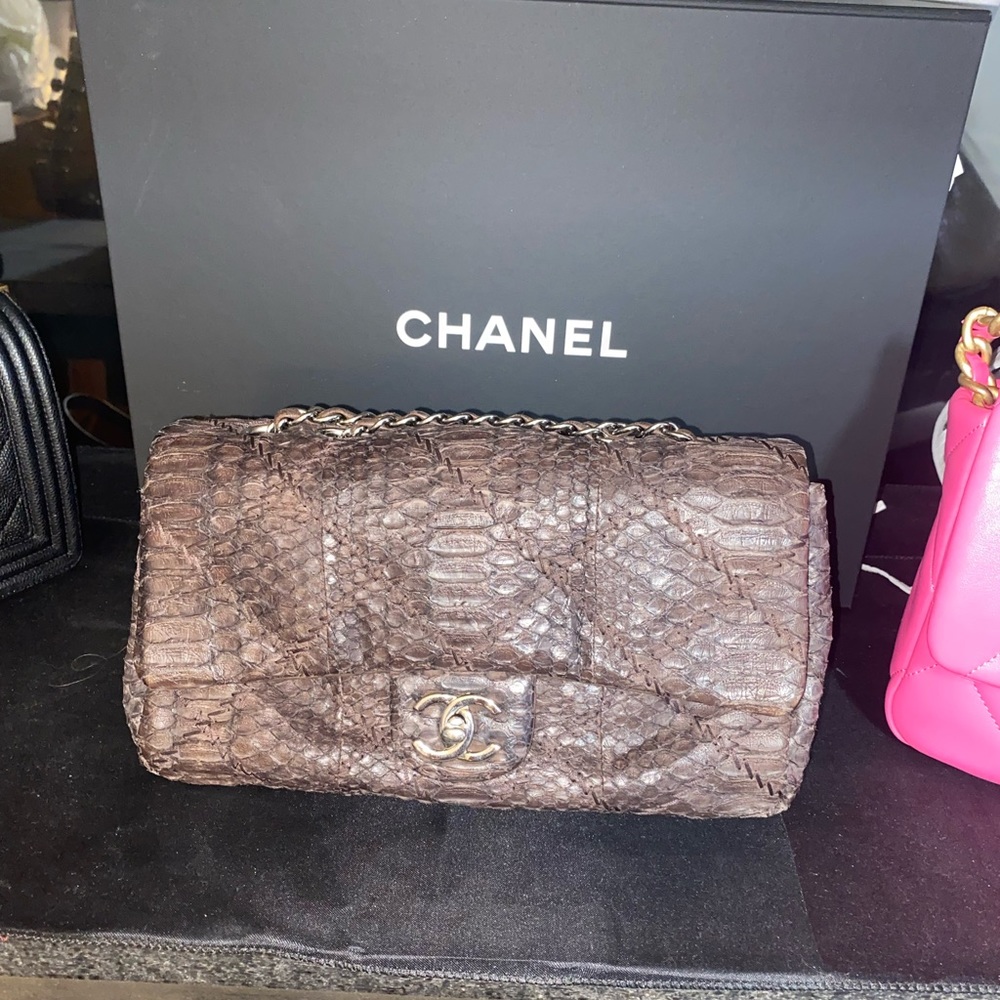 CHANEL PYTHON FLAP
